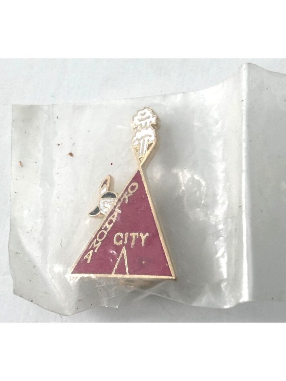 Vintage Oklahoma City Souvenir Lapel Pin Triangle Tipi Shape